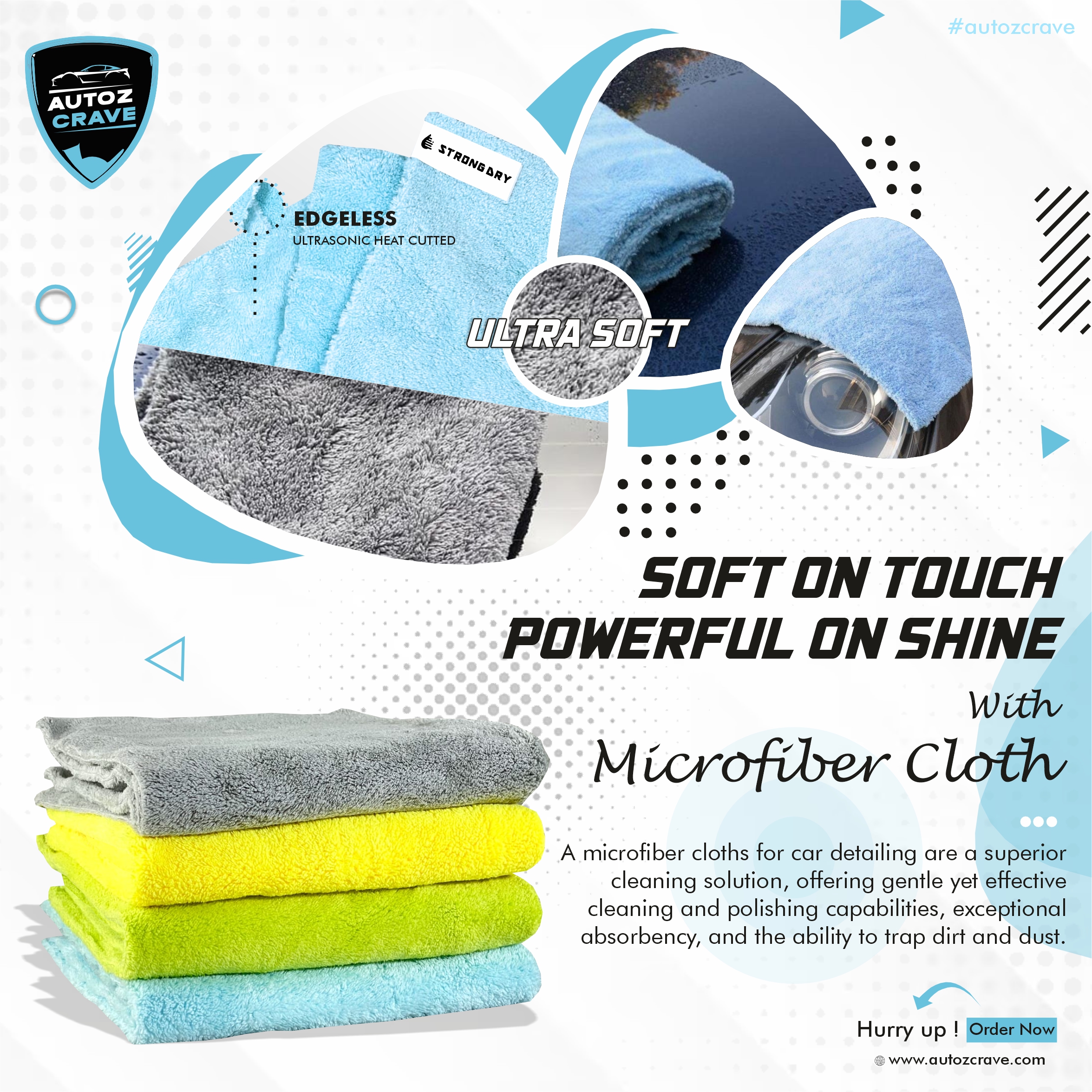 BEST MICROFIBER CLOTH PLUSH EDGELESS ULTRA SOFT 350 GSM (NEAON GREEN, SKY BLUE, YELLOW, GREY)